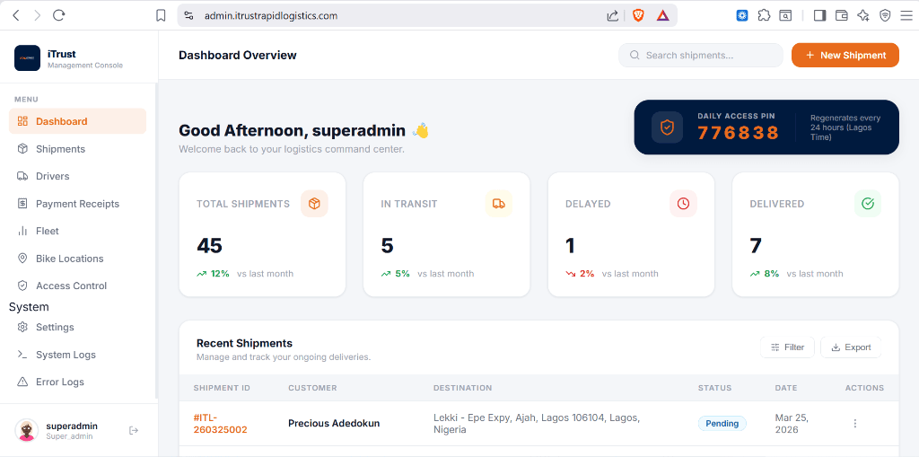 iTrust Rapid Logistics screenshot 2